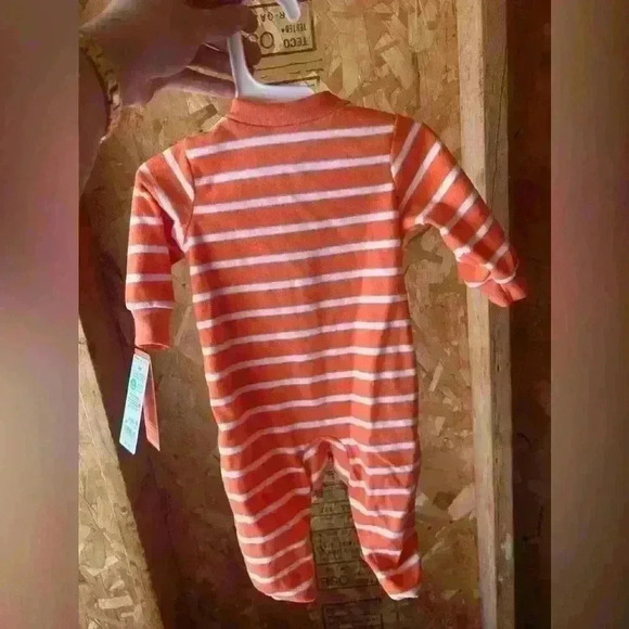 Carter’s baby fleece footie pj’s pumpkin stripe size 3 months NWT - Picture 2 of 2
